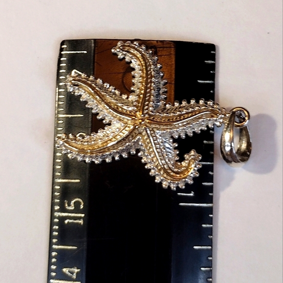 Dancing Starfish Pendant SS & 14k Gold - Picture 7 of 7